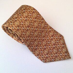 Hathaway Men's Handmade Silk Tie Roma Milano Bronze Cream & Grayish Blue Retro